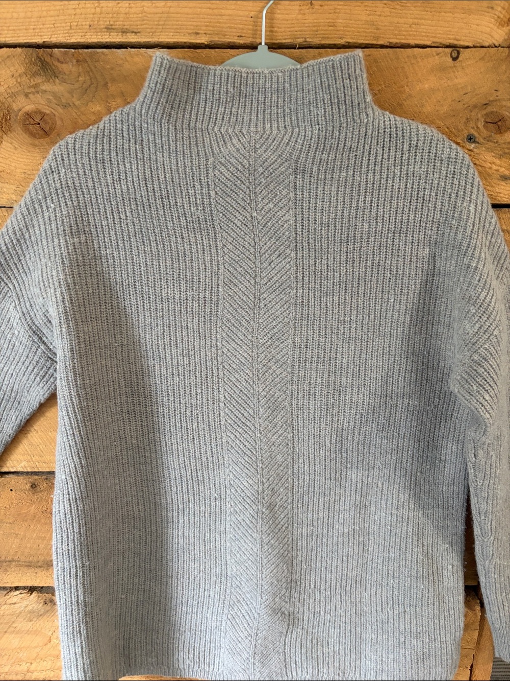 Rachel Zoe Light Gray Ribbed Funnel Neck Sweater